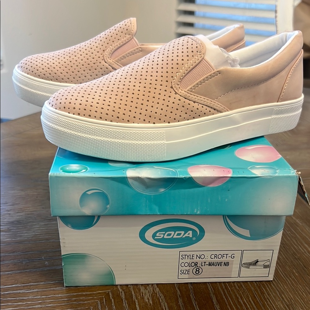 Soda Pink Perforated Slip-On Sneakers